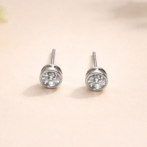 Khuyên Tai Đính Đá Phong Cách Tối Giản Bạc S925 BTS017