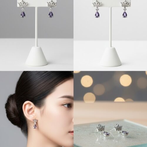 Bông Tai Cao Cấp Đính Đá Quý Sang Trọng Bạc S925 BTS003