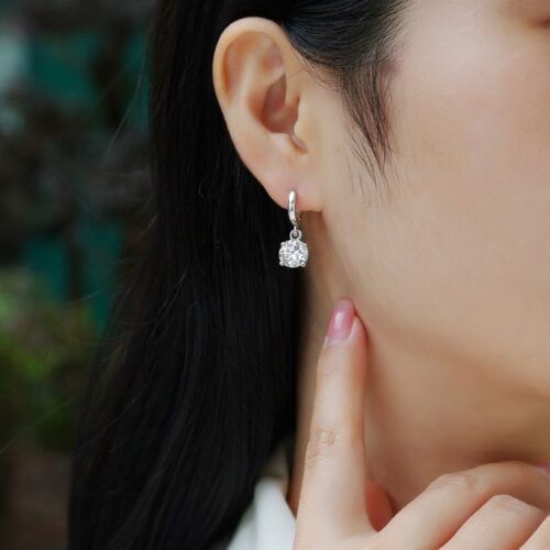 Khuyên tai nữ đính đá lấp lánh thiết kế tinh tế Bạc S925 BTS013 Tím