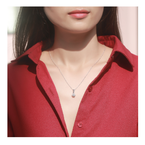 Dây Chuyền Bạc Nữ Sang Trong Cao Cấp Đính Kim Cương Moissanite 2 Carat Bạc S925 DCN091