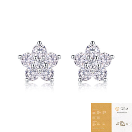 Hoa Tai Nữ Khí Chất Cao Cấp Đính Kim Cương Moissanite Bạc S925 BTN071 E13568