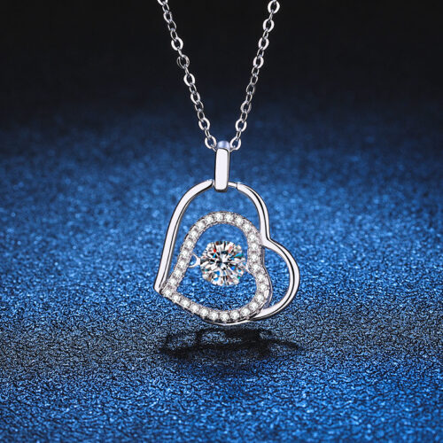 Dây Chuyền Trái Tim Đính Kim Cương Moissanite Bạc S025 DCN063