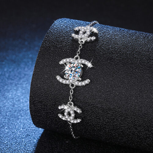 Lắc Chân Nữ Sang Trọng Đính Kim Cương Moissanite 1 Carat Bạc S925 VDN031