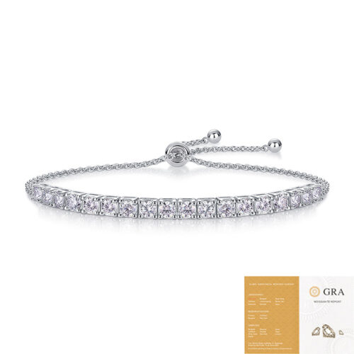 Vòng Tay Nữ Sang Trọng Đính Kim Cương Moissanite Bạc S925 VDN045 4mm