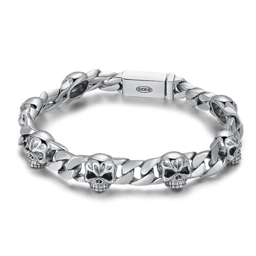 Vòng Tay Đầu Lâu Cá Tính Bạc Thái S925 VDB039
