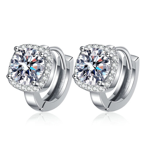 Bông Tai Thanh Lịch Đính Kim Cương Moissanite 1 Carat Bạc S925 BTN021 Vàng 18k