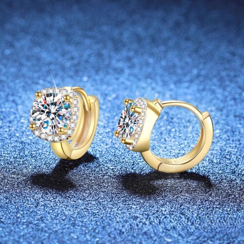 Bông Tai Thanh Lịch Đính Kim Cương Moissanite 1 Carat Bạc S925 BTN021 Màu Bạc
