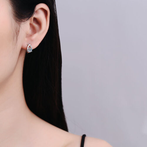 Hoa Tai Phong Cách Hàn Quốc Đính Kim Cương Moissanite Bạc S925 BTN033