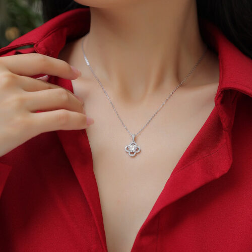 Dây Chuyền May Mắn Đính Kim Cương Moissanite 1 Carat Bạc S925 DCN100