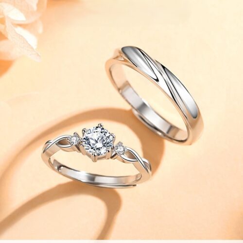 Nhẫn Cặp Đôi Đẹp Đính Kim Cương Moissanite Bạc S925 NHC008 Nhẫn Nữ