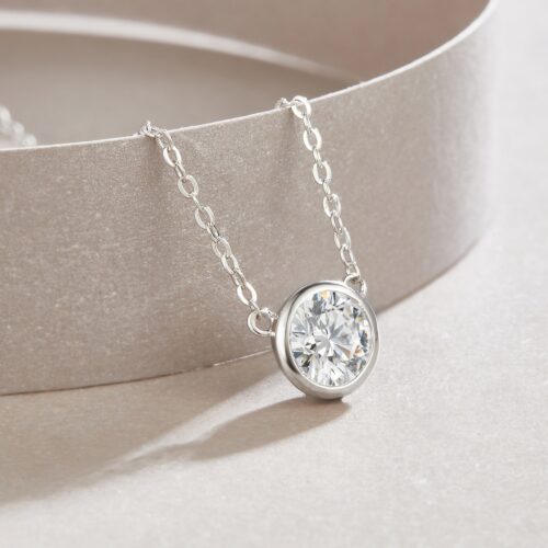 Vòng Cổ Bạc Thanh Lịch Đính Kim Cương Moissanite 1 Carat Bạc S925 DCN111
