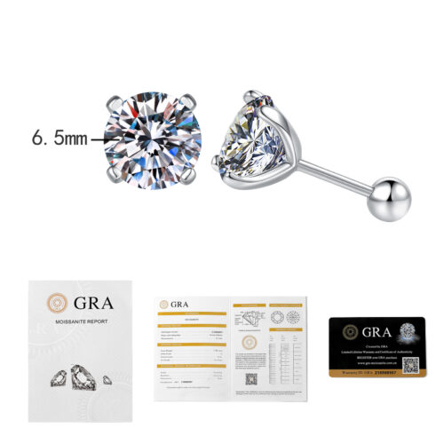 Hoa Tai Moissanite Mẫu Mới Bạc S925 Nữ BTN013 Moissanite 1 Carat