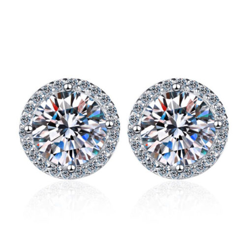 Bông Tai Bốn Móng Kim Cương Moissanite 1.5 Carat Bạc S925 BTN016