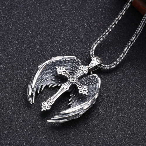 Mặt Dây Chuyền Đôi Cánh Thánh Giá Bạc Thái S925 MDB035