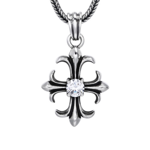 Mặt Dây Chuyền Zircon Chữ Thập Cá Tính Bạc Thái S925 MDB051