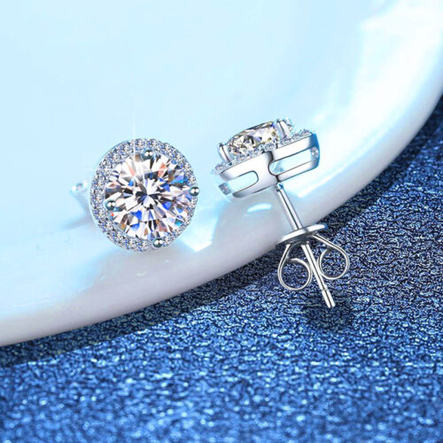 Bông Tai Bốn Móng Kim Cương Moissanite 1.5 Carat Bạc S925 BTN016
