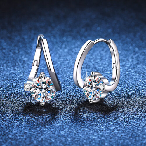 Bông Tai Đính Kim Cương Moissanite 1 Carat Sang Trọng Bạc S925 BTN023