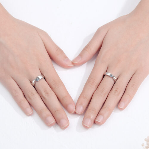 Nhẫn Đôi Trái Tim Đính Kim Cương Moissanite Bạc S925 NHC005 Nhẫn Nữ
