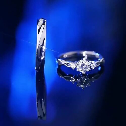 Nhẫn Cặp Đôi Đẹp Đính Kim Cương Moissanite Bạc S925 NHC008 Nhẫn Nữ