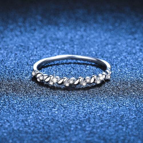 Nhẫn Xoắn Nữ Đính Kim Cương Moissanite Bạc S925 NHN058