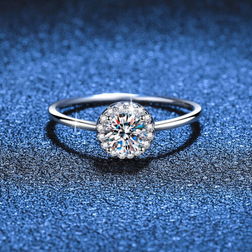 Nhẫn Đính Kim Cương Moissanite Hình Tròn Bạc S925 NHN061