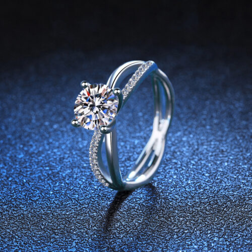 Nhẫn Kim Cương Nữ Cao Cấp Moissanite 1 Carat Bạc S925 NHN060