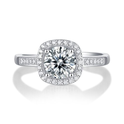 Nhẫn Vuông Nữ Đính Kim Cương Moissanite 1 Carat Bạc S925 NHN073