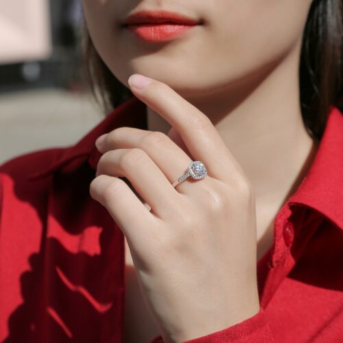 Nhẫn Vuông Nữ Đính Kim Cương Moissanite 1 Carat Bạc S925 NHN073