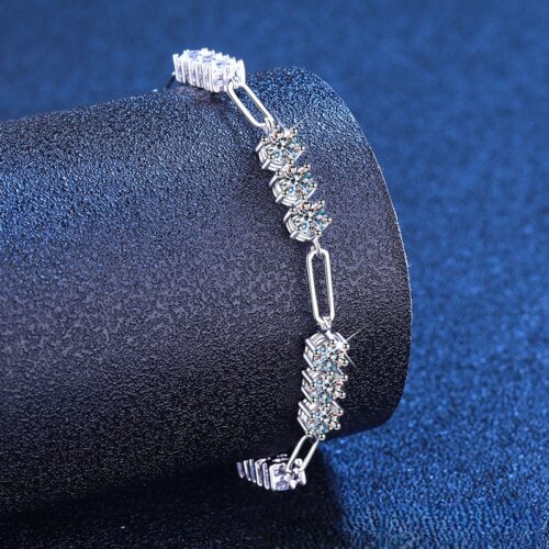 Vòng Tay Cao Cấp Đính Kim Cương Moissanite Bạc S925 VDN036