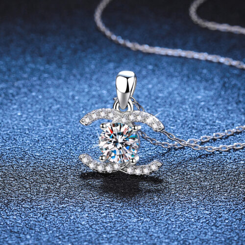 Dây Chuyền Nữ Sang Trọng Đính Kim Cương Moissanite 1 Carat Bạc S925 DCN030