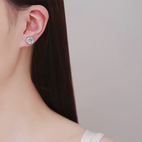 Bông Tai Đính Kim Cương Moissanite 1 Carat Bạc S925 BTN037