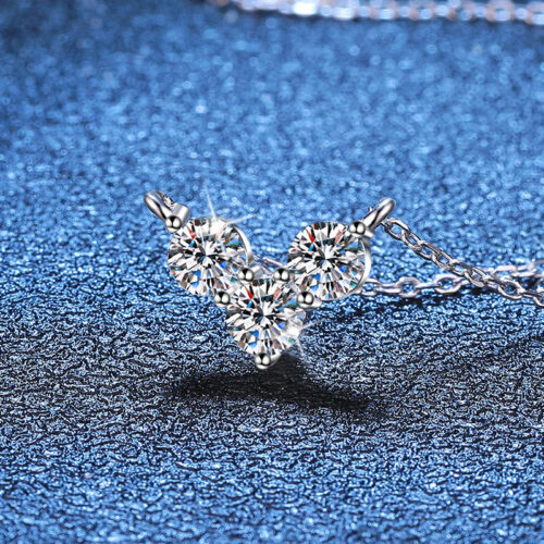 Vòng Cổ Đính 3 Viên Kim Cương Moissanite Bạc S925 DCN069
