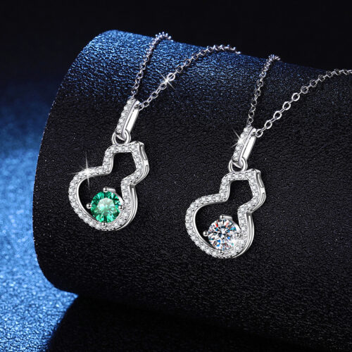 Dây Chuyền Cá Tính Hình Quả Bầu Kim Cương Moissanite Bạc S925 DCN073 Màu Trắng