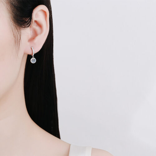 Bông Tai Bong Bóng Đính Kim Cương Moissanite 1 Carat Bạc S925 BTN067