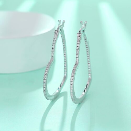 Bông Tai Hình Trái Tim Đính Kim Cương Moissanite Bạc S925 BTN074