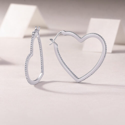 Bông Tai Hình Trái Tim Đính Kim Cương Moissanite Bạc S925 BTN074