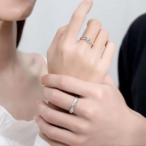 Nhẫn Cặp Dễ Thương Đính Kim Cương Moissanite Bạc S925 NHC011 Nhẫn Nữ