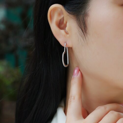 Bông Tai Hình Trái Tim Đính Kim Cương Moissanite Bạc S925 BTN074