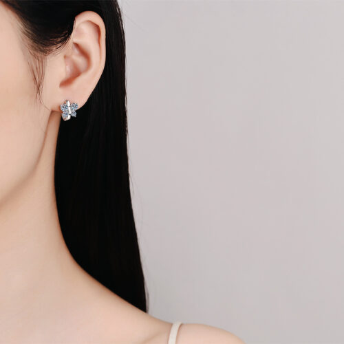 Bông Tai Bướm Đính Kim Cương Moissanite 1.6 Carat Bạc S925 BTN060