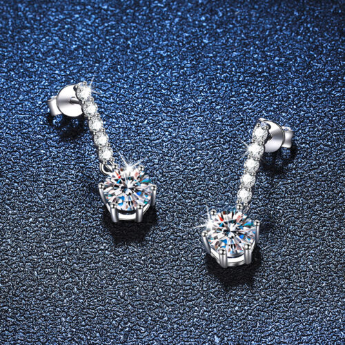 Bông Tai Thời Trang Đính Kim Cương Moissanite 1 Carat Bạc S925 BTN057