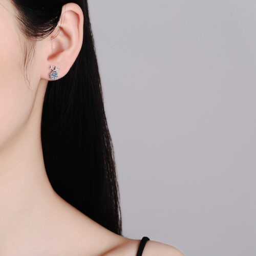 Hoa Tai Ngôi Sao Đính Kim Cương Moissanite Bạc S925 BTN043