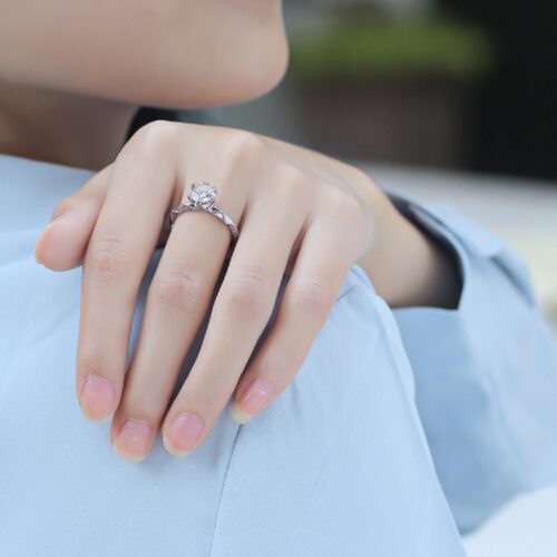 Nhẫn Nguyện Ước Đính Kim Cương Moissanite 1 Carat Bạc S925 NHN076