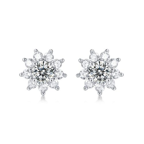 Hoa Tai Mặt Trời Cá Tính Đính Kim Cương Moissanite Bạc S925 BTN073 50 Điểm