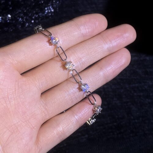 Vòng Tay Kiểu Nhật Đính Kim Cương Moissanite Bạc S925 VDN038