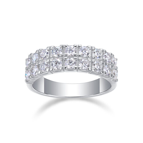 Nhẫn Nữ Đính 18 Viên Kim Cương Moissanite Bạc S925 NHN071