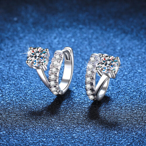 Bông Tai Không Đối Xứng Kiểu Pháp Đính Kim Cương Moissanite Bạc S925 BTN054