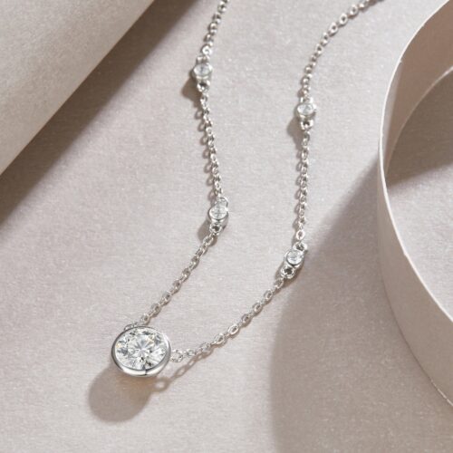 Vòng Cổ Bạc Thanh Lịch Đính Kim Cương Moissanite 1 Carat Bạc S925 DCN111