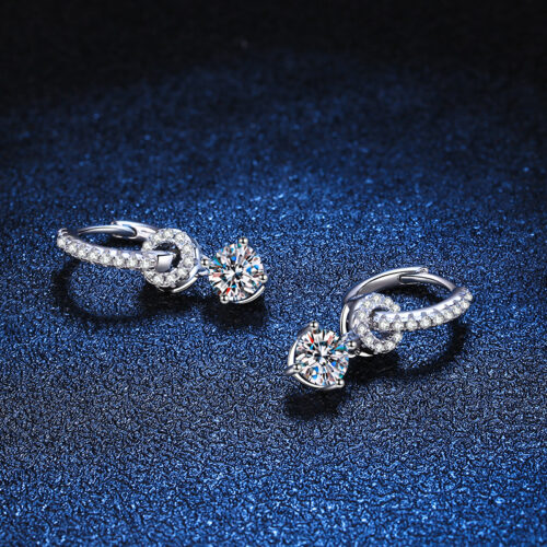Bông Tai Bạc Cao Cấp Đính Kim Cương Moissanite Bạc S925 BTN034