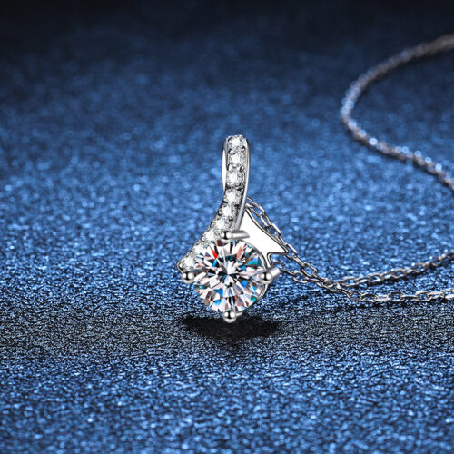 Vòng Cổ Nơ Đính  Kim Cương Moissanite 1 Carat Bạc S025 DCN058