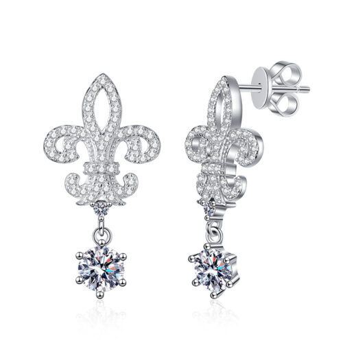Hoa Tai Bạc Nữ Đính Kim Cương Moissanite Bạc S925 BTN042 Vàng